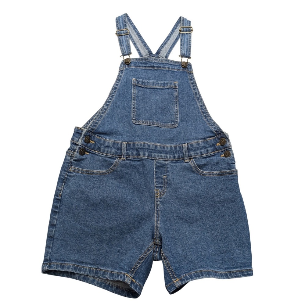 Thereabouts Denim Shortalls Girls 14 Blue Medium Wash Stretch Adjustable Straps